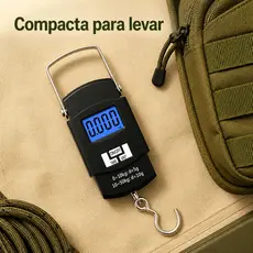 Balança Digital de Gancho até 50 kg com Visor Iluminado, Função Tara e Unidades para Mala, Bagagem, Pesca e Compras