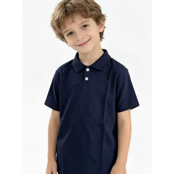 Camiseta Polo Infantil de Verão Lisa com Gola