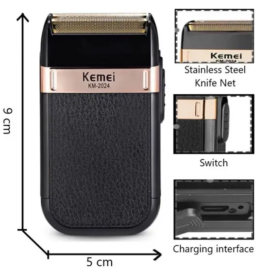 Máquina Kemei Classic Shaver elétrico  Km 2024 - Bivolt, Somente para Acabamento! Sem fio e recarregável