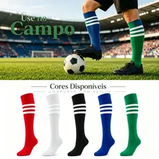 Kit 3 Pares de Meião de Futebol Esporte Adulto Jogador Profissional Cano Alto Futebol De Salão E Society