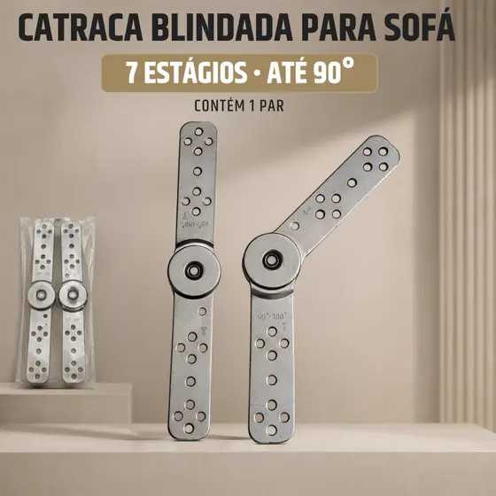 Par de Catraca Blindada 90º 7 Estágios de Inclinação para Sofá - Encosto de Cabeça de Sofá