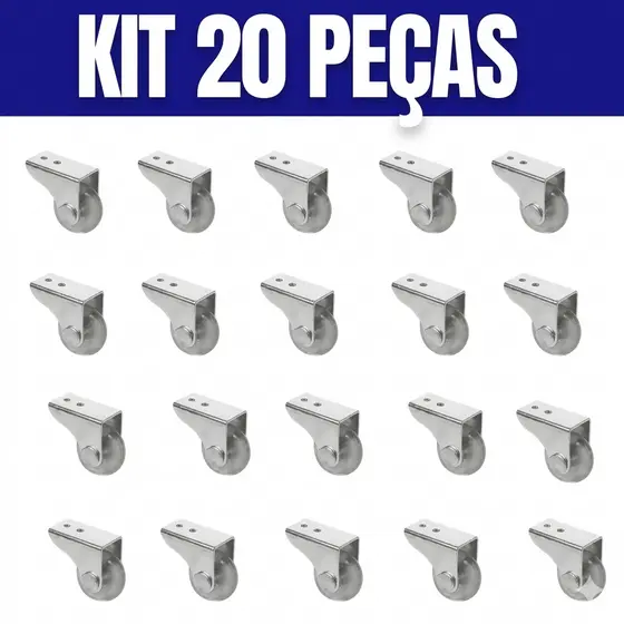 Kit 20 Rodinha para Móveis Rodízios 38mm Gel Fixo para Móveis, Sofá, Mesa Rodinha Anti Risco