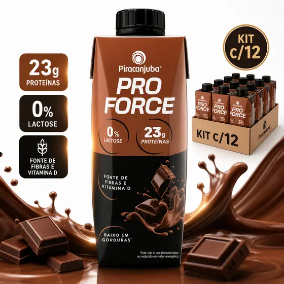 Kit 12 Pro Force Piracanjuba 23g Proteica Cacau 250ml Bebida Whey