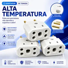 Tomada Adaptadora BOB Porcelana Reforçada – (Não Derrete) ideal para instalações elétricas com alta temperatura