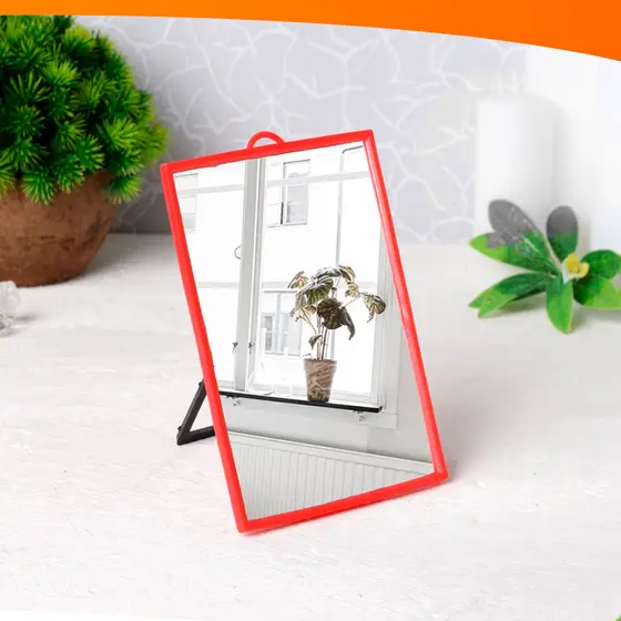 Espelho De Vidro Retangular 18x25CM Com Moldura Para Mesa E Com Alça Para Parede