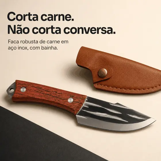 Faca de Desossa Profissional Churrasco e Cozinha | Aço Inox, Corte Preciso, com Bainha