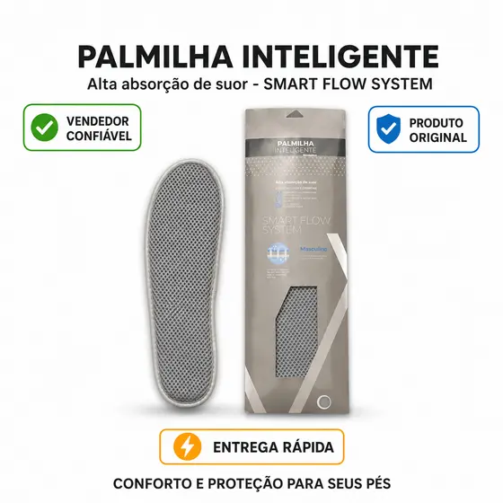 Palmilha Inteligente Palterm Absorve Suor Masc Fem Adulto Conforto Ajuste Ideal Para Uso Constante