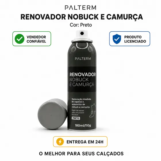 Spray Palterm  Renovador Nobuck e Camurça Restaura Cor Protege e Prolonga Vida Útil Original Palterm