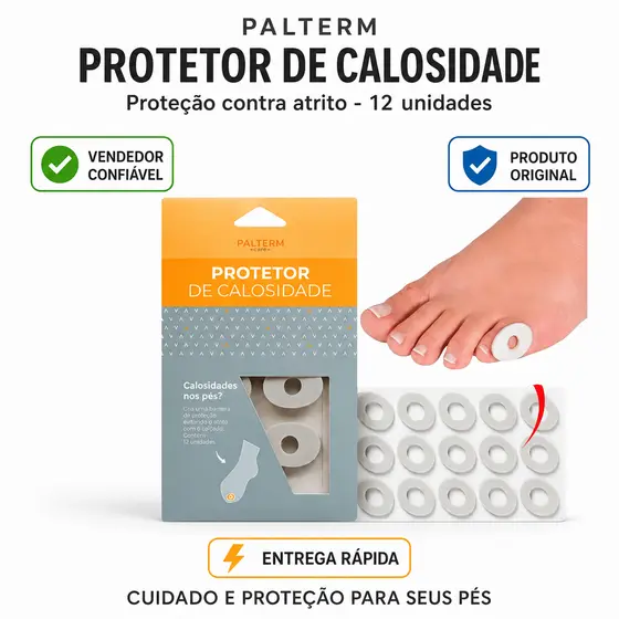 Protetor Palterm 12 Unidades Evita Atrito Protege os Pés Conforto Diário Uso Prático Premium