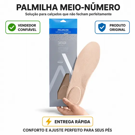 Palmilha Palterm Masculina Meio Numero Ajuste Ideal Conforto Extra Para Calcados Masculinos Premium