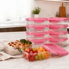 Kit 10 Marmitas Fitness 800ml com Trava Pote Plastico Resistente Hermetico Congelador - FREEBPA