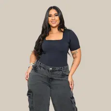 Body Feminino Liso Decote Quadrado Tamanho Único 36 ao 42