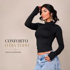 Blusa Cacharrel Feminina Manga Longa Suplex Premium Modelo Gringa Com dedinho