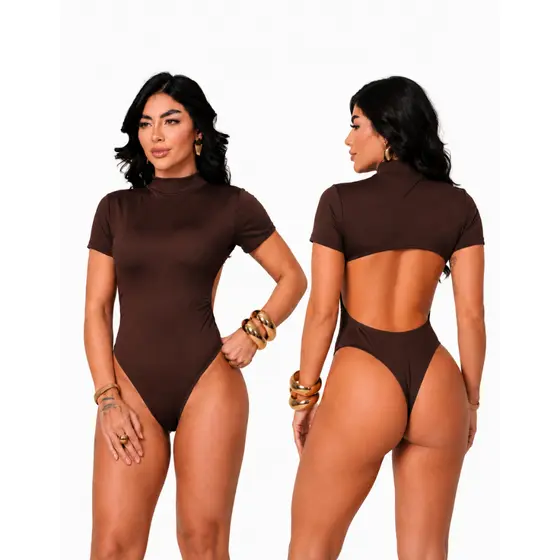 Body Tóquio Feminino Gola Alta Manga Curta Suplex Premium Confortável Veste 34 Ao 42