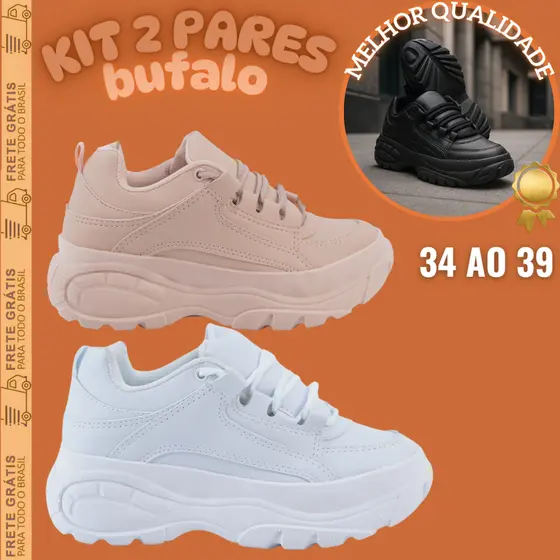 Kit 2 Pares Tênis Plataforma Feminino Blogueira Tendência 2025 Leve e Estiloso