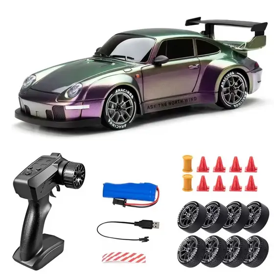 Carrinho Controle Remoto Drift 4x4 20km/h 2.4G Recarregável Carro de Deriva com Rodas Extras LED