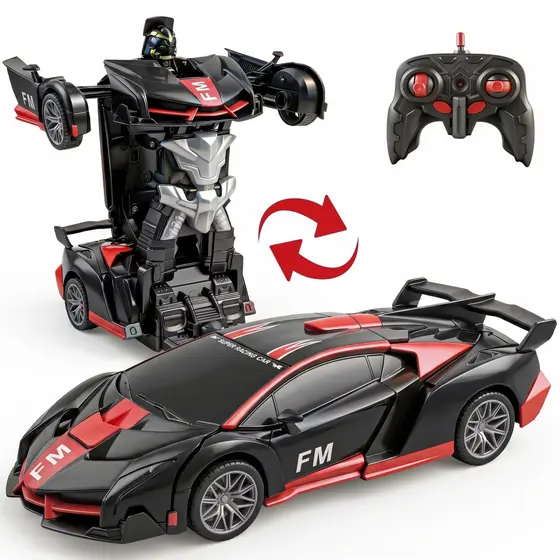 Carro Controle Remoto Que Vira Robô RECARREGÁVEL 2 em 1 Luzes Giro 360 Brinquedo Presente Menino