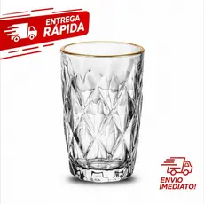 Copo Fio de Ouro Borda Dourada 370ml Diamond