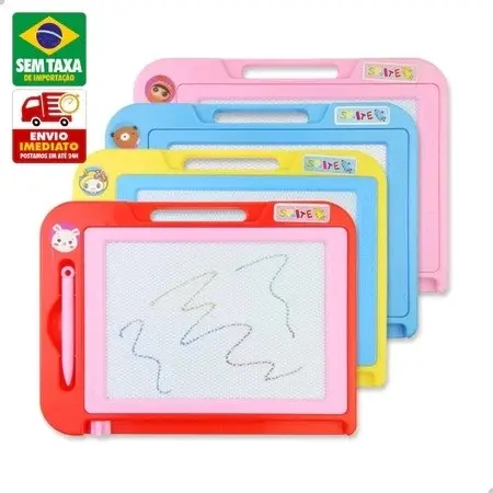 Lousa Mágica de Desenho Infantil Magnética Educativa P M G Azul Rosa Amarelo Vermelho