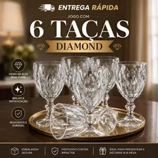 6 Taças de Vidro 325ml Diamond Transparente