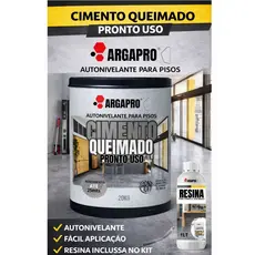 Cimento queimado Autonivelante  KIT profissional para piso / contra piso mais resina ARGAPRO 20kg