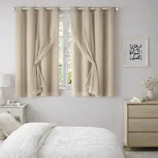 Cortina Blackout Blecaute c/ Voil Liso–Elegante e Econômica Bloqueia Luz - 1 Parte - 1,40M x 1,80M