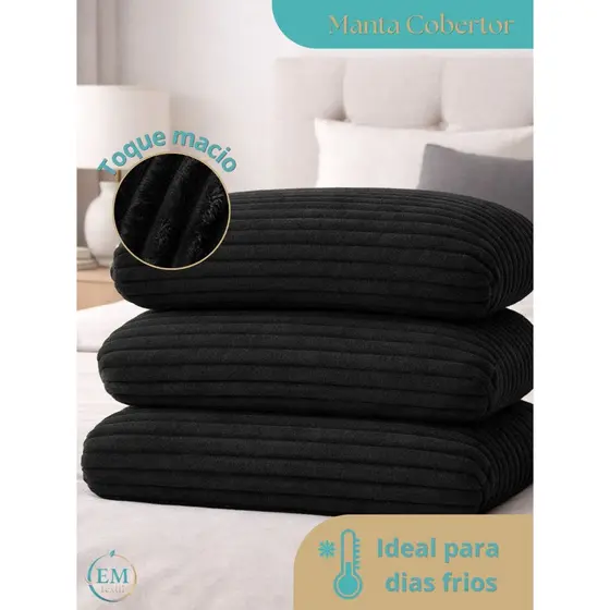 Manta Cobertor Flannel Canelada Premium -1,70m x 2,00m Microfibra Quentinha, Fofina - Mega Promoção