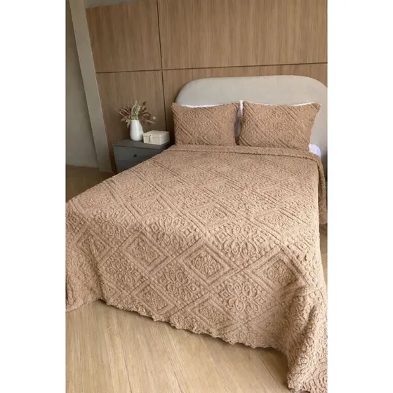 Colcha Jacquard Extra Macio Premium 2,50m x 2,20m Cobertor Microfibra Aveludada+2 Fronhas