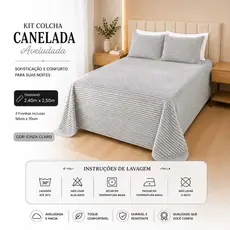 Cobre Leito Colcha Canelada Extra Macio Premium 2,50 x 2,20 Microfibra Aveludada - Cobertor