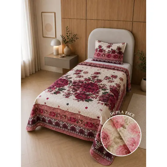 Cobre Leito Solteiro Estampado 1,60m x 2,20m+1 Fronha–Macio, Leve e Confortável-Promoção Imperdível