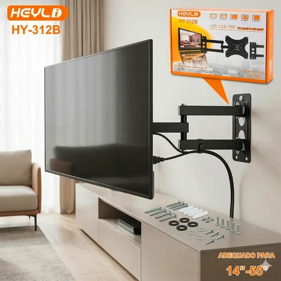Suporte Articulado para TV´s de 10'’-55'’ Polegadas Retrátil Inclinação ±15° VESA 75x75–200x200 35kg-312B/314A