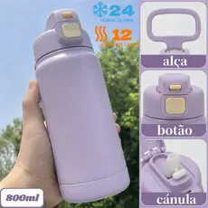Garrafa Térmica 800ml inox Quente e Frio Alça Com palhinha Alça Copo térmico premium-XR-73