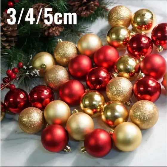 Kit Bolinhas de Árvore de Natal Tamanhos 3cm /4cm/5cm Lisa Fosca Decoração Natalina Enfeites Natalinos De Qualidade