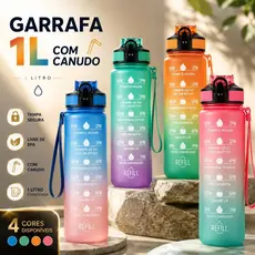 Garrafa Squeeze 1L Com Canudo Motivacional Academia Fitness Tie Dye Trava Alça Marcador de Horas