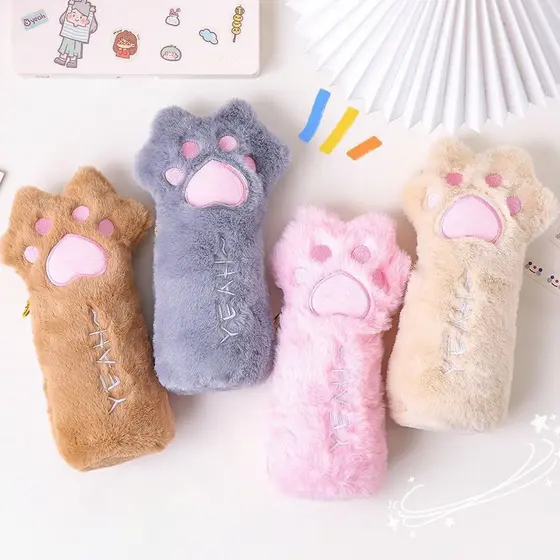 Estojo Fofo Pata De Gato Bolsa de lápis Papelaria para meninas Estojo Escolar Estojo de lápis HE62521