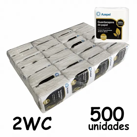 Guardanapo de Papel 500un Fardo Com 10 Pacotes de 50 Folhas - 100% Celulose
