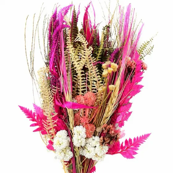 Buquê de Flores Secas Rosa Pink Decorativo | Arranjo Natural Preservado para Decoração, Presente e Mini Wedding