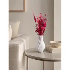 Vaso Decorativo Moderno em PETG Transparente com Flores Desidratadas Rosa | Decoração Minimalista Elegante