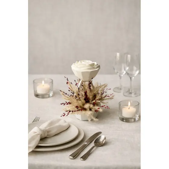 Centro de Mesa Decorativo Moderno Geométrico Branco | Suporte Decorativo para Vela, Suculenta ou Arranjo Floral