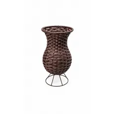 Vaso Decorativo de Fibra Sintética com Suporte de Metal | Cachepô Artesanal | Estilo Rústico Boho