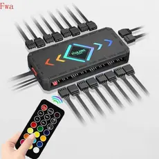 Adequado para chassi de PC ARGB FWA 5V controlador de 3 pinos, com controle remoto, regulação de velocidade do ventilado