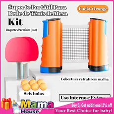 Kit Rede Mesa Tênis de Mesa Ajustável - Mesa Portátil Interior - Inclui 6 Bolas 2 Raquetes 1 Rede