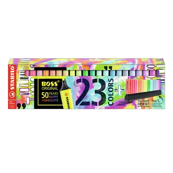 Pincel marca texto Boss 7023-01 estojo com 23 cores Stabilo