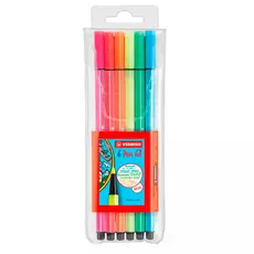 Caneta hidrográfica Pen 68-6806-1 Cores Neon estojo com 6 unidades Stabilo