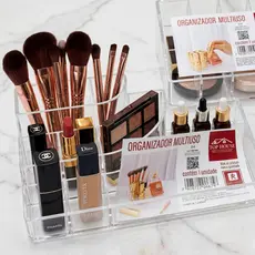 Organizador De Maquiagem Acrílico Com Cavidades Elegance Transparente portatil Batom Esmalte