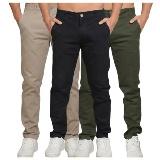 Kit 3 Calças Calça Sarja Masculina Premium Slim Calça Alfaiataria Caimento Perfeito