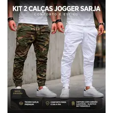 Kit 2 Calças Masculina Jogger Com Elástico Punho e Cordão De Amarração Promoção Brás Atacado