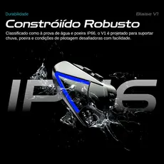 Fone de Ouvido Bluetooth para Capacete de Moto BLAISE V1 Profissional | 270h de Standby, IP66