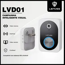 LENYES Campainha Sem Fio com Câmera para Casa, Áudio Bidirecional, Visão Noturna, Compatível com Android e iPhone