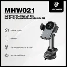 Suporte para Celular Carro com Carregamento Sem Fio 15W Rápido LENYES